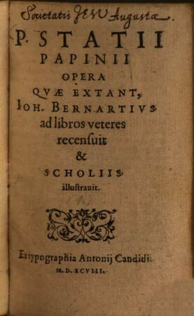 P. Statii Papinii Opera Qvae Extant