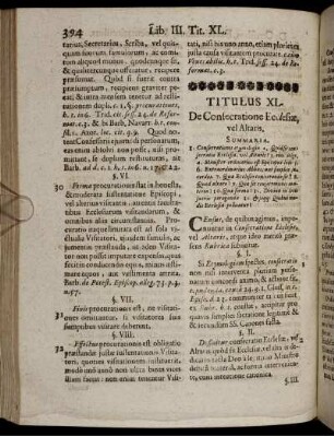 Titulus XL. De Consecratione Ecclesiae, vel Altaris