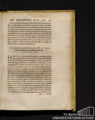 De Horologiorum Ratione, Et Usu, atq; corum inventione, et quibus inventoribus. Caput IX.