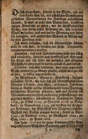 Gedanken über die Verminderung der Feyertage in den kais. kön. Erbländern : Dieses wird auch denen Seelsorger recommandirt