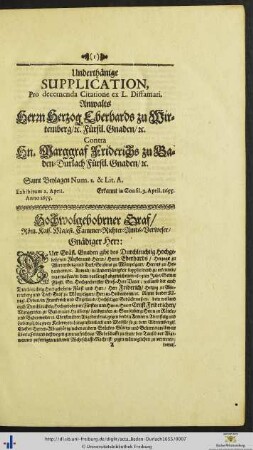 Underthänige Supplication