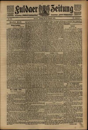 Zweite Ausgabe vom Freitag, den 14. August 1908.