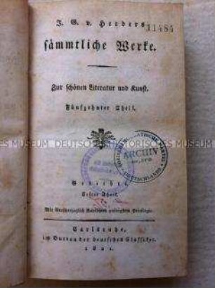 Herders sämtliche Werke, Bd. XXXI