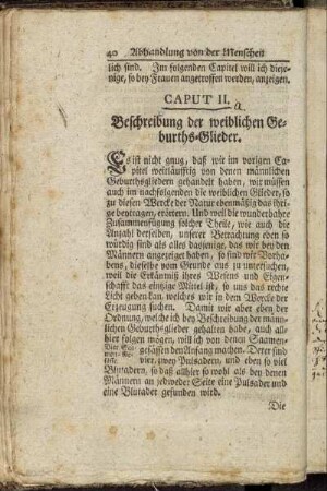 Caput II. Beschreibung der weiblichen Geburths-Glieder.