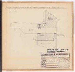Reichsluftfahrtministerium, Berlin: Hauptgesims V2 (Tragkonstruktion): Schnitt 1:10