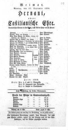 Hernani, oder: Castilianische Ehre