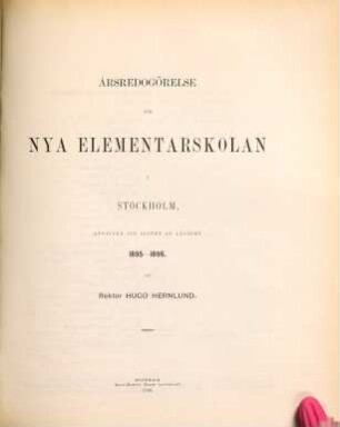 Årsredogörelse : avgiven vid slutet av läsåret .... 1895/96