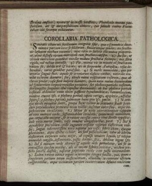 Corollaria Pathologica.