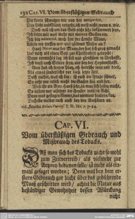 Cap. VI. Vom überflüßigen Gebrauch und Mißbrauch des Tobacks