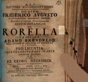 Diss. inaug. med. bot. de rorella