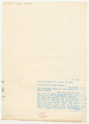Brief an Otto Thümer : 07.05.1913