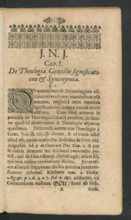 Cap. I. De Theologiae Gentilis significatione & Synonymia.