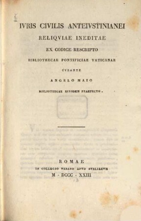Ivris Civilis Anteivstinianei Reliqviae Ineditae