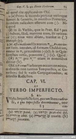 Cap. VI. De Verbo Imperfecto