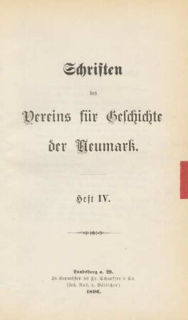 4.1896: Schriften des Vereins für Geschichte der Neumark