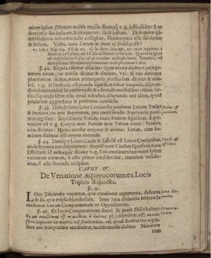 Caput IV. De Venatione Aequivocorum ex Locis Topicis disiunctis.