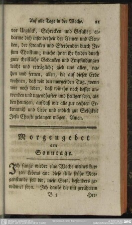 Morgengebet am Sonntage