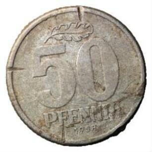 Fundmünze, 50 Pfennig, 1958