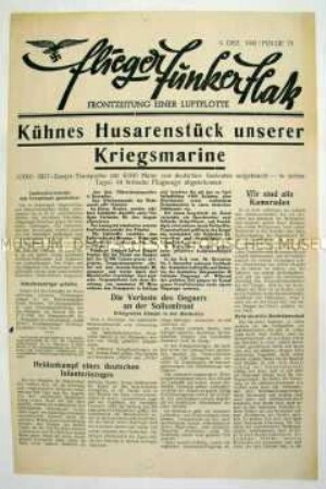 Titelblatt der Kriegszeitung eines Luftflottenkommandos "Flieger Funker Flak" u.a. zum Seekrieg
