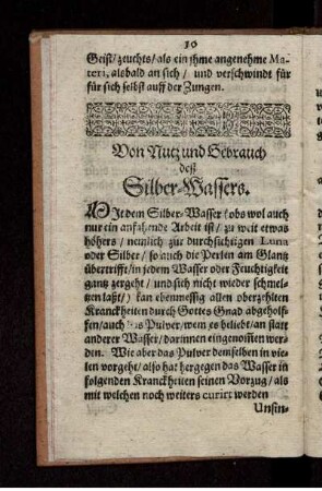 Von Nutz und Gebrauch deß Silber-Wassers