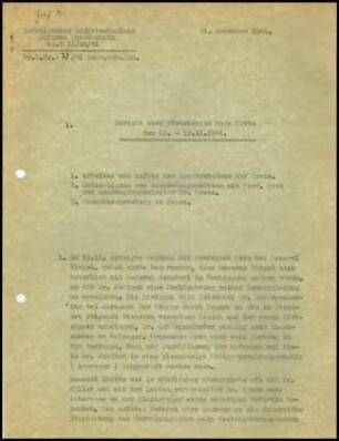 Bericht über Dienstreise nach Kreta vom 12.-19.11.1941