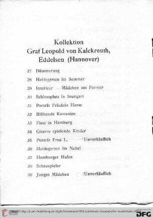 Kollektion Graf Leopold von Kalckreuth Eddelsen (Hannover)