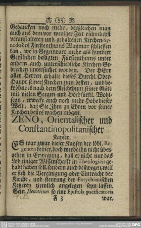 Zeno, Orientalischer und Constantinopolitanischer Kayser