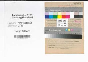 Entnazifizierung Wilhelm Hepp, geb. 13.04.1891 (Schlosser)