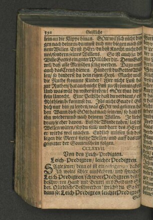 CCLXXVII. Von den Leich- Predigten. Leich-Predigten / leichte Predigten.