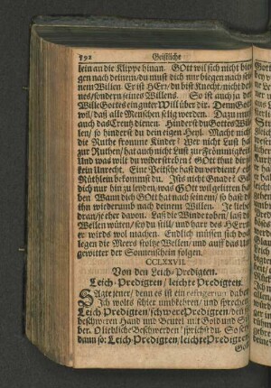 CCLXXVII. Von den Leich- Predigten. Leich-Predigten / leichte Predigten.