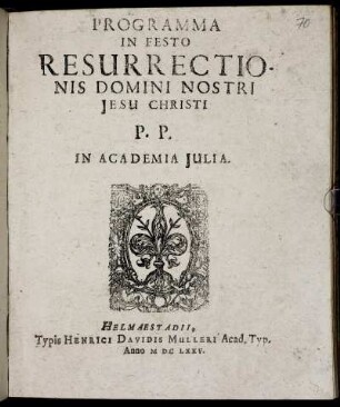 Programma In Festo Resurrectionis Domini Nostri Jesu Christi : P.P. In Academia Iulia