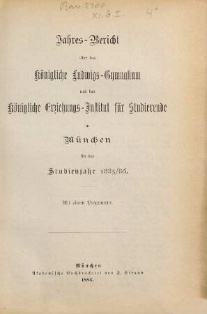 Jahresbericht .... 1885/86