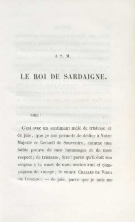A S.M. le Roi de Sardaigne