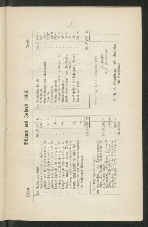 Bilance des Jahres 1869.