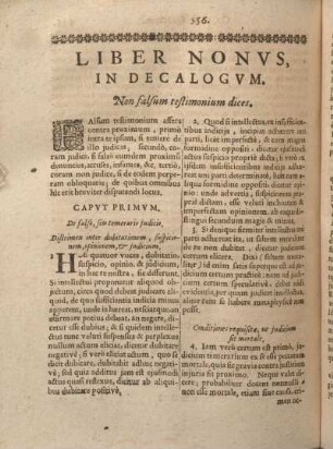 Liber Nonvs, In Decalogvm. Non falsum restimonium dices.
