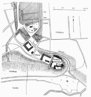 Goseck, Lageplan des Schlosses (Zeichnung Wäscher)