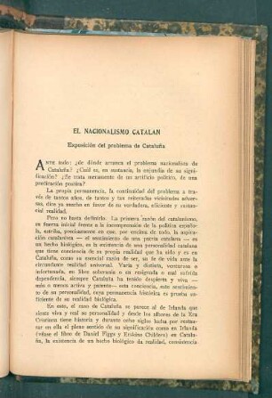 El nacionalismo catalán : Exposición del problema de Cataluña