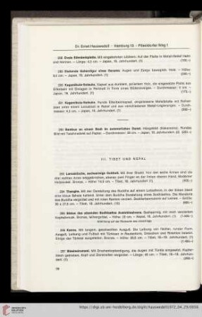 III. Tibet und Nepal (Nr. 293-306)