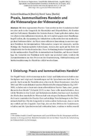 Praxis, kommunikatives Handeln und die Videoanalyse der Videoanalyse
