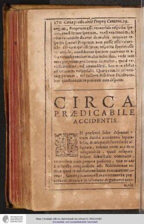CIRCA PRAEDICABILE ACCIDENTIS.