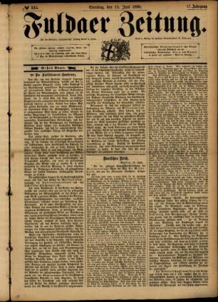 Erste Ausgabe vom Sonntag, den 15. Juni 1890.
