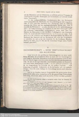 II. Hausgemeinschaft. Keine Verfügungsfreiheit des Hausvaters