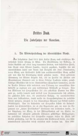 Drittes Buch: Die Jubeljahre der Reaction