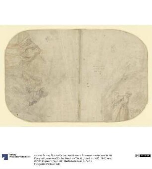 Studien für zwei verschiedene Szenen (eine davon wohl ein Kompositionsentwurf für das Gemälde "Die Matrone von Ephesus" in Schloss Wörlitz)