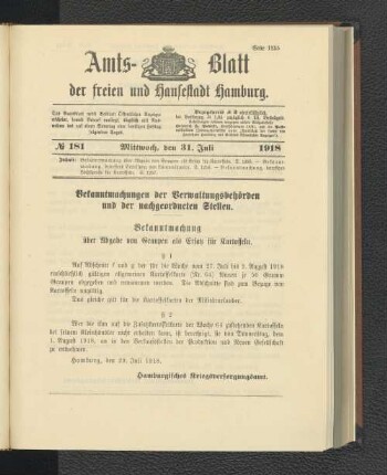 No. 181, 31. Juli 1918
