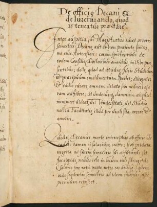 IV. De officio Decani et de Iureiurando, quod is teneatur praestare.