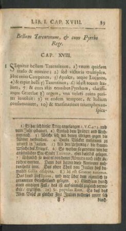 Bellum Tarentinum, & cum Pyrrho Rege. Cap. XVIII