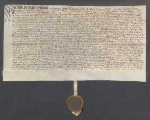 Kaspar Müller, Schultheiß, und genannte Mitglieder des Gerichts zu Zeutern beurkunden eine Gültverschreibung des Nikolaus Mertz über 70 Gulden gegenüber Johann Rehm, Kirchenkollektor am Bruhrain.