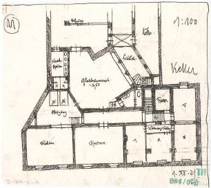Fischer, Theodor; München; Mayr'sche Hofkunstanstalt - Grundriss Keller