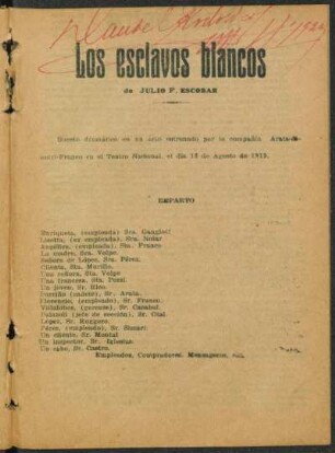 Los esclavos blancos : boceto dramático en un acto